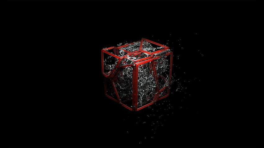 3D Cube, Splash, Red, Dark background, , Abstract,. for iPhone, Android, Mobile and HD wallpaper