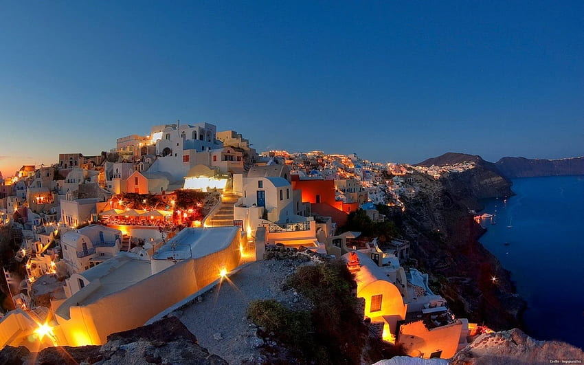 Santorini y antecedentes, Santorini Grecia fondo de pantalla
