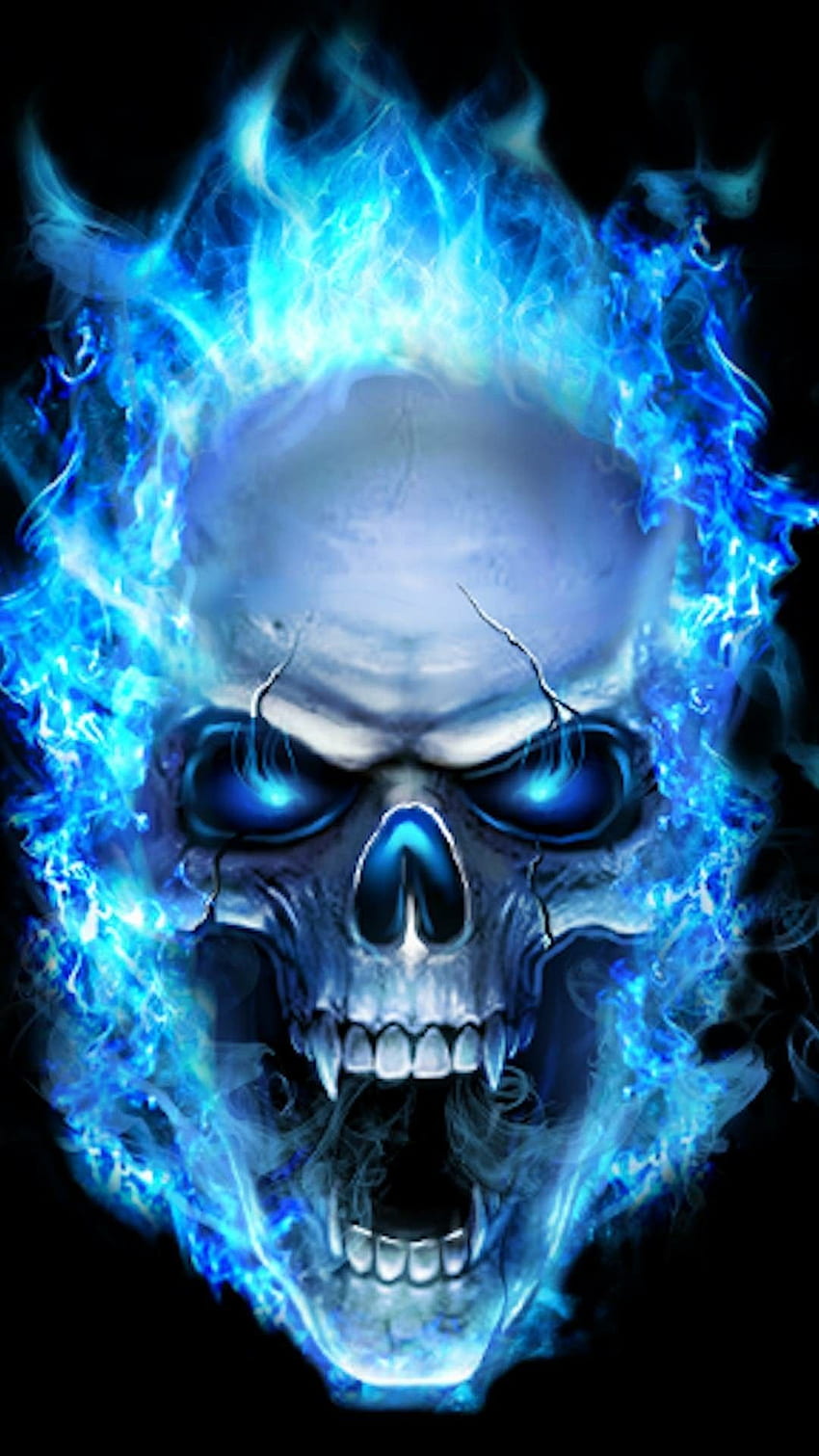Blue flame skull. skulls in 2019. Skull iphone, Beautiful Skull HD phone wallpaper