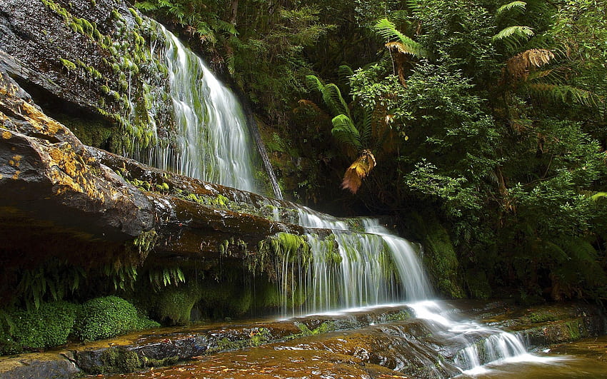 Natura, rzeki, kamienie, lato, wodospad Tapeta HD