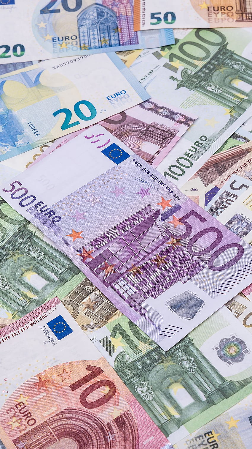 Euro papel moneda, euro moneda fondo de pantalla del teléfono