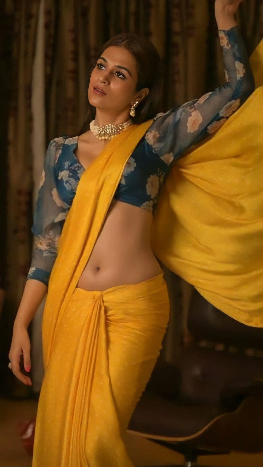 Shraddha Das, nombril, beauté sari Fond d'écran de téléphone HD