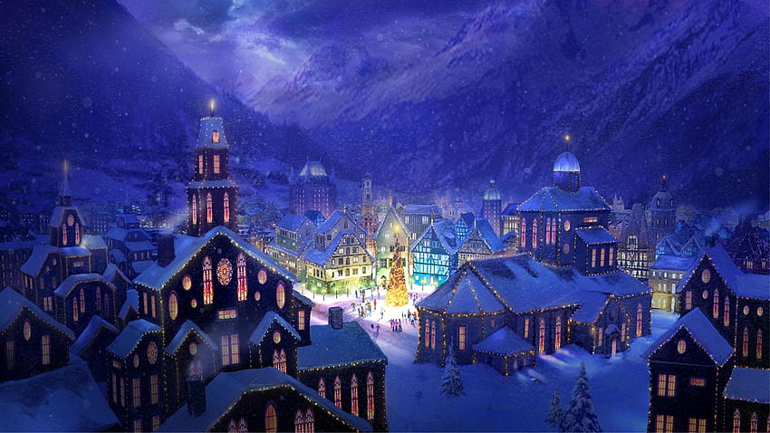 Christmas Snow Scenes Winter Village Scenes Hd Wallpaper Pxfuel 