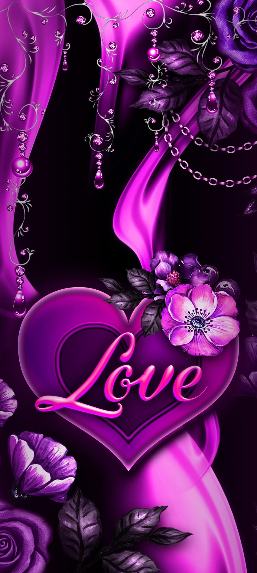 Deep love heart, body_jewelry, magenta, purple HD phone wallpaper