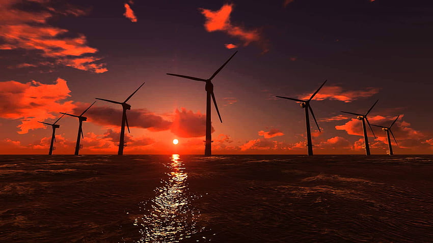 Capacitación en parques eólicos marinos, energía eólica fondo de pantalla