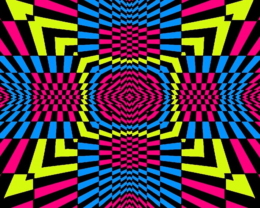 Caleido Checker, blue, black, caleido, checker, teaser, pink, neon, abstract, yellow, gizzzi HD wallpaper