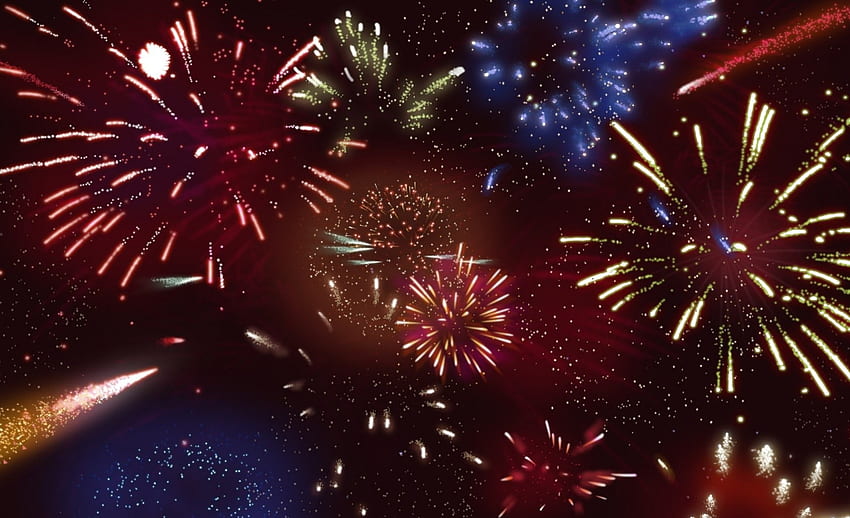 Feuerwerk, Nacht, abstrakt, feiern, bunt HD-Hintergrundbild