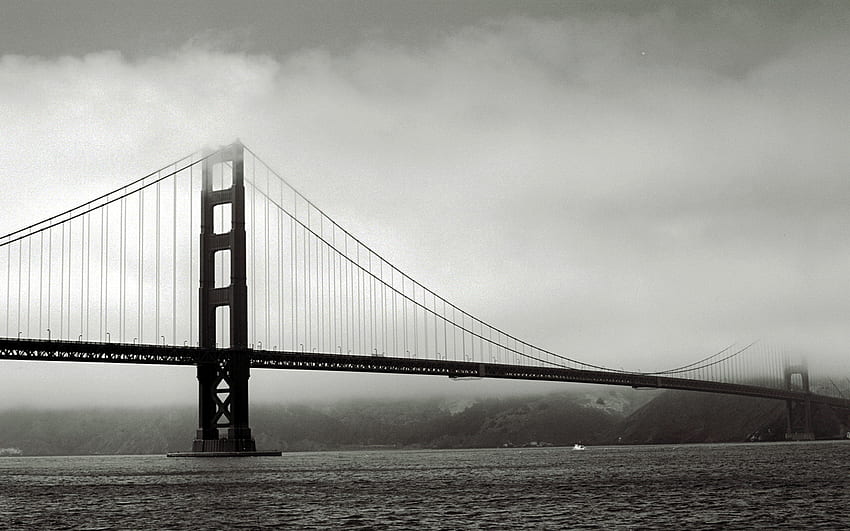 黒, そして, 白, アーキ​​テクチャ, ゴールデン, ゲート, 橋, サンフランシスコ / そしてモバイルの背景, 有名な橋 高画質の壁紙