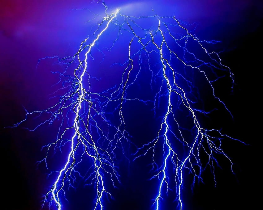 Blue Lightning, Thunder and Lightning HD wallpaper