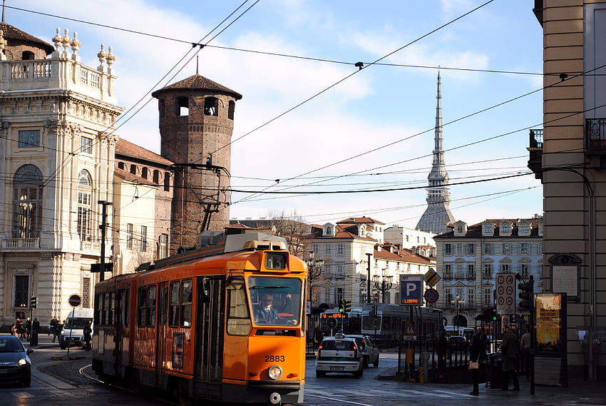 Torino, Tranvía, Turín, Italia / fondo de pantalla