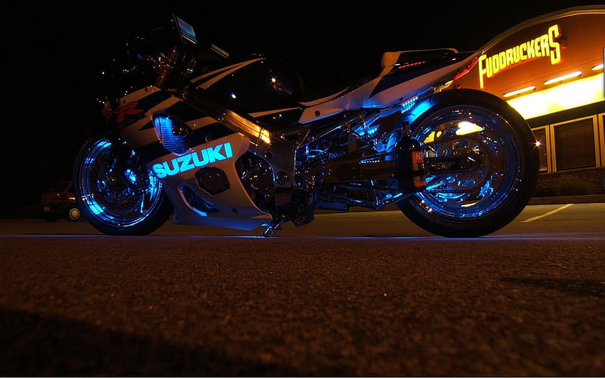 Blue Neon Suzuki , Blue Neon Suzuki Myspace Background, Neon Motorcycle HD wallpaper