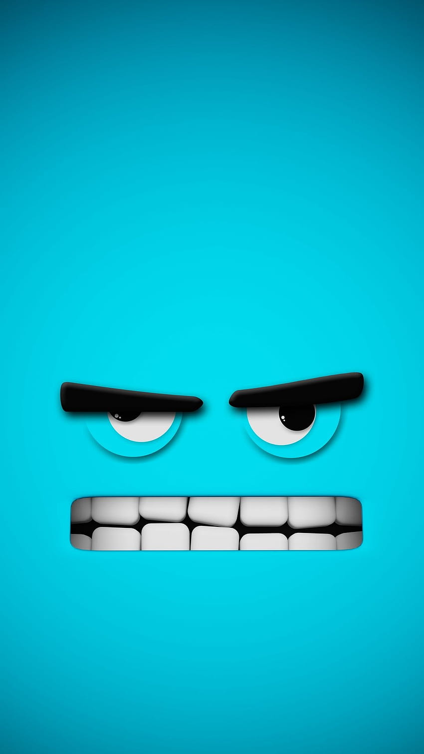 Irritado, olho, bravo, azul, desenho animado, dentes Papel de parede de celular HD