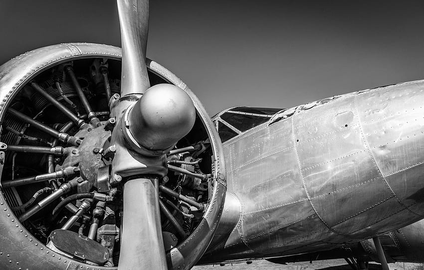 metal, plane, engine, propeller for , section авиация, Aircraft Engine HD wallpaper