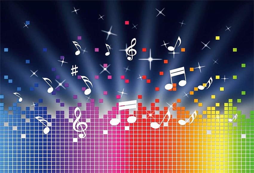 YEELE Rainbow Music Backdrop Musical Notes and Harmony Soundwaves Melody  graphy Background ft Rock Star Birtay 80s Karaoke Party Kids Youngster  Adults Portrait Shoot Digital : Camera & HD wallpaper | Pxfuel