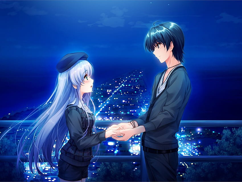11++ Anime-Paar Händchen haltend, Anime-Liebespaar HD-Hintergrundbild