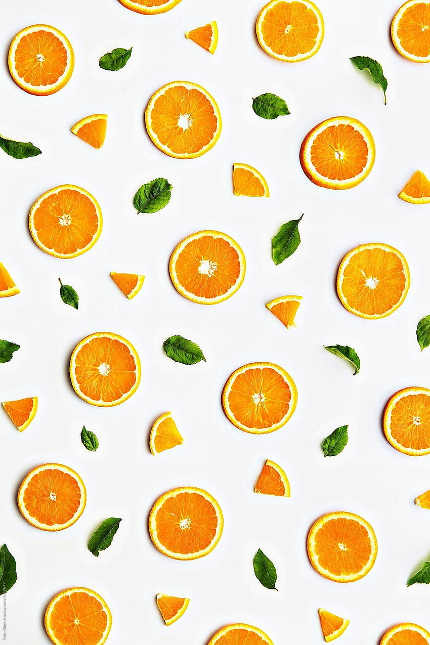 iPhone 귀여운 오렌지 과일, 과일 패턴 HD 전화 배경 화면
