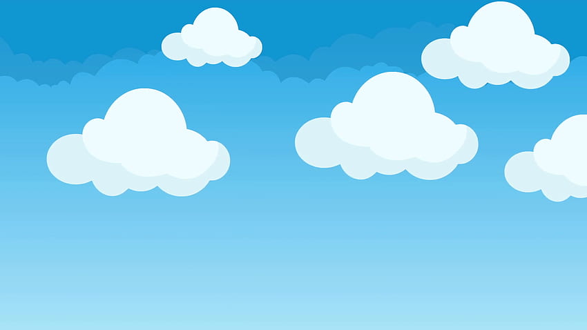Cute and Puffy Cartoon Clouds Hovering in a Blue Sky Motion HD wallpaper