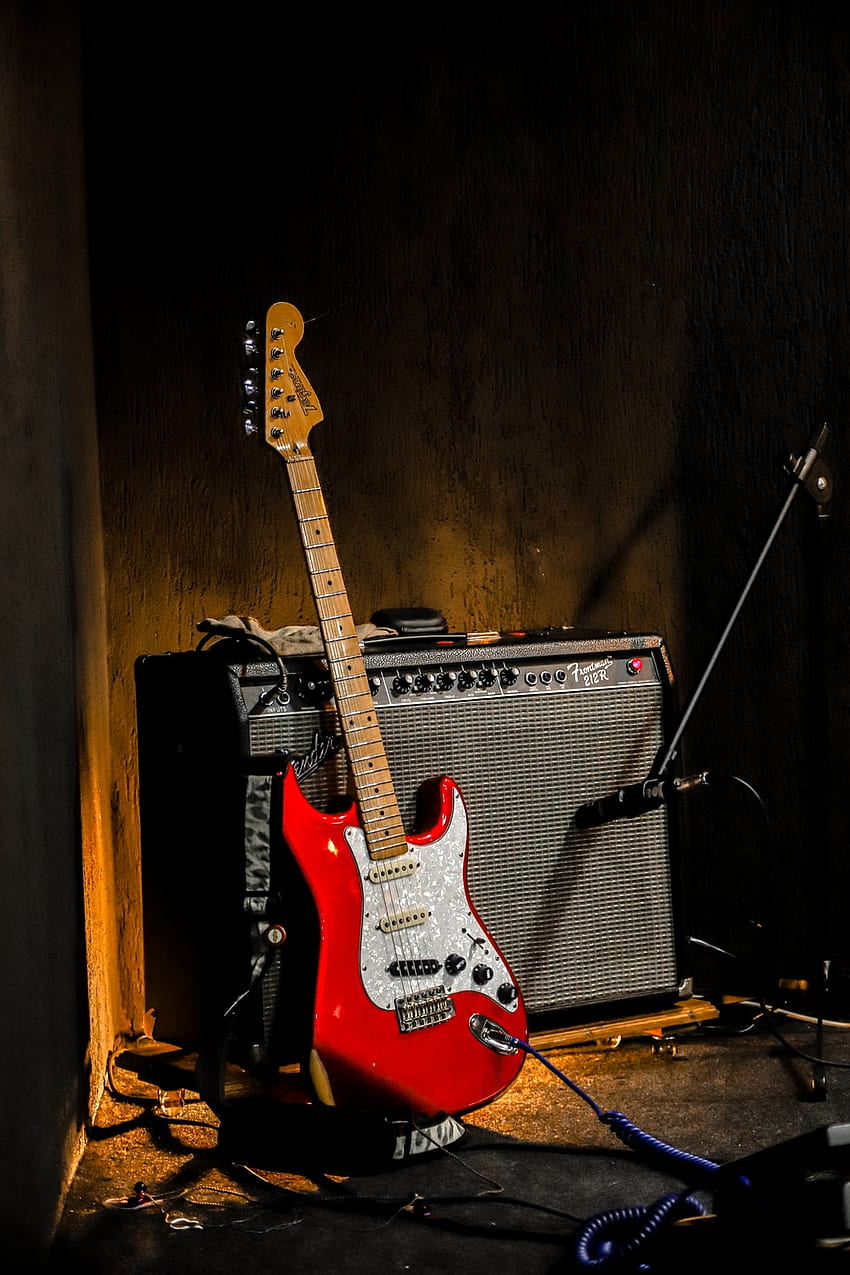 赤いギター、ビンテージ ギター HD電話の壁紙
