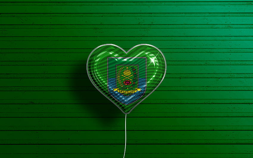 I Love Bengkulu, , realistic balloons, green wooden background, Day of Bengkulu, indonesian provinces, flag of Bengkulu, Indonesia, balloon with flag, Provinces of Indonesia, Bengkulu flag, Bengkulu HD wallpaper