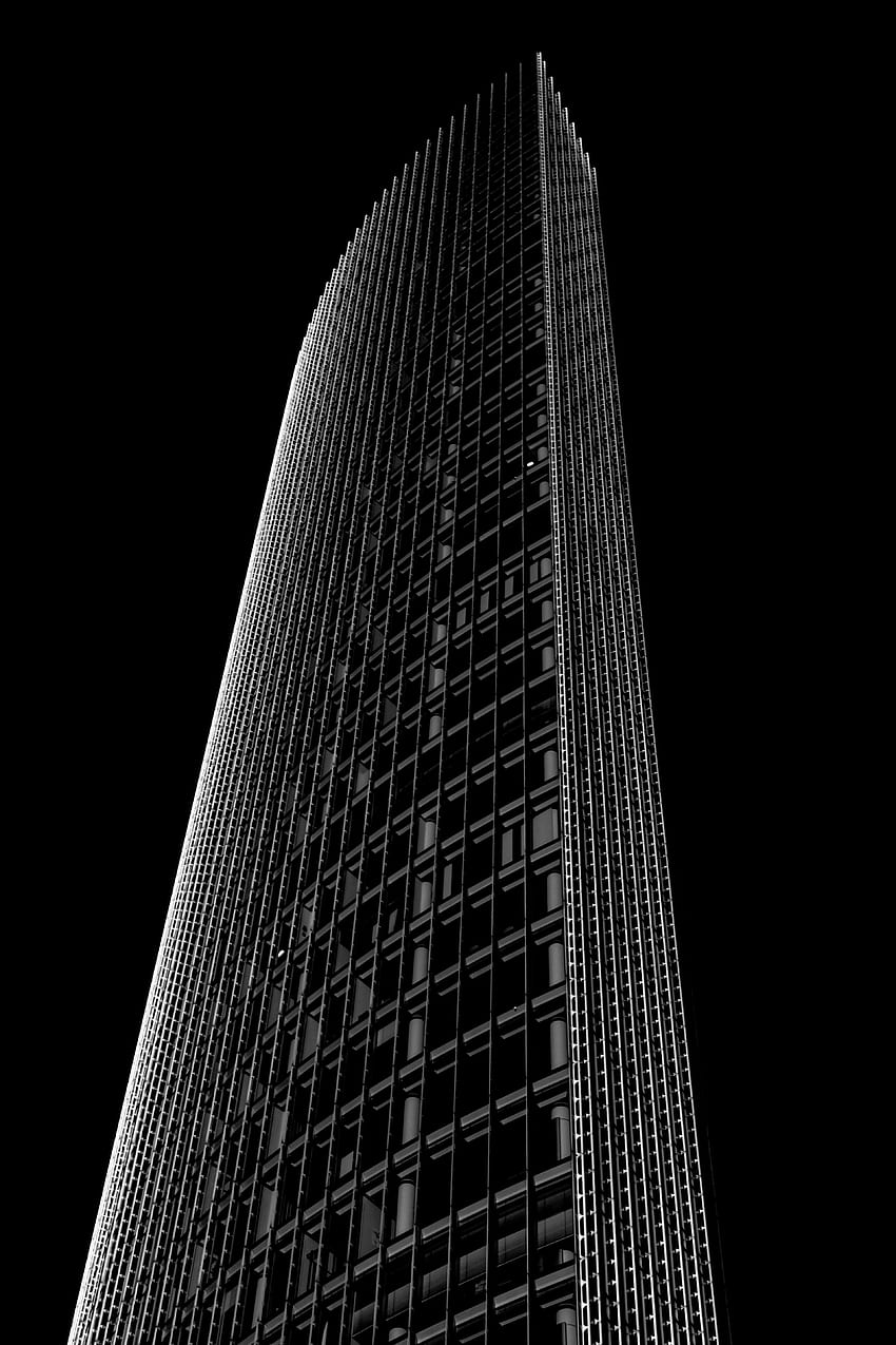 Architecture, Skyscraper, Building, Minimalism, Facade, Black And White HD phone wallpaper