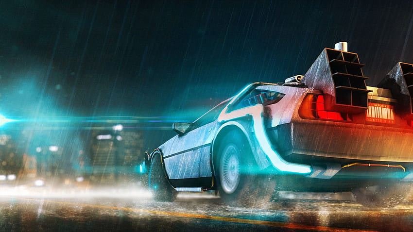 Of Back To The Future, DeLorean DMC 12, Art HD wallpaper