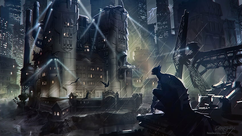 Batman Gotham City Dark Art HD wallpaper