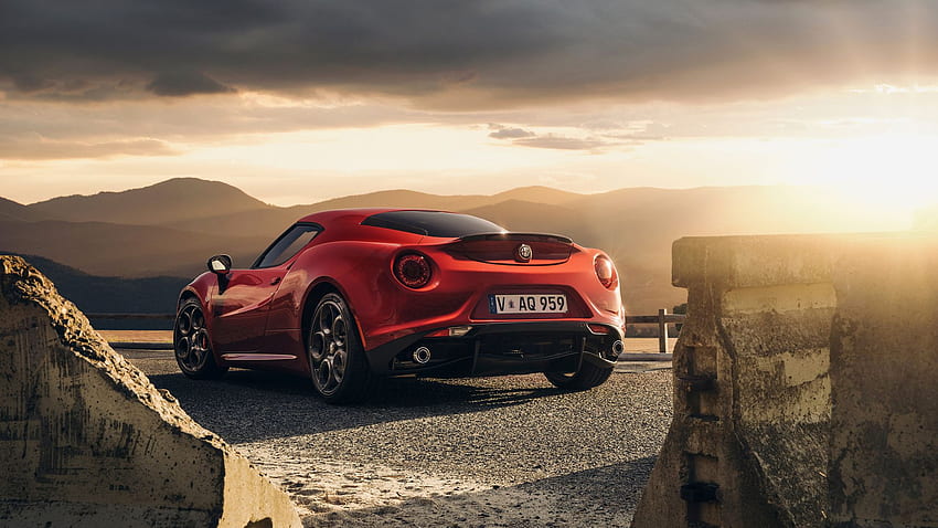 Alfa Romeo, 4c, Launch Edition, Red, Rear View Full , tv, F, Background HD wallpaper