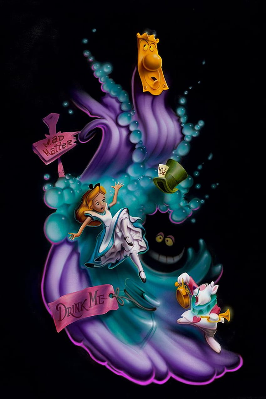 Disney Alicia en el país de las maravillas Estética de dibujos animados fondo de pantalla del teléfono