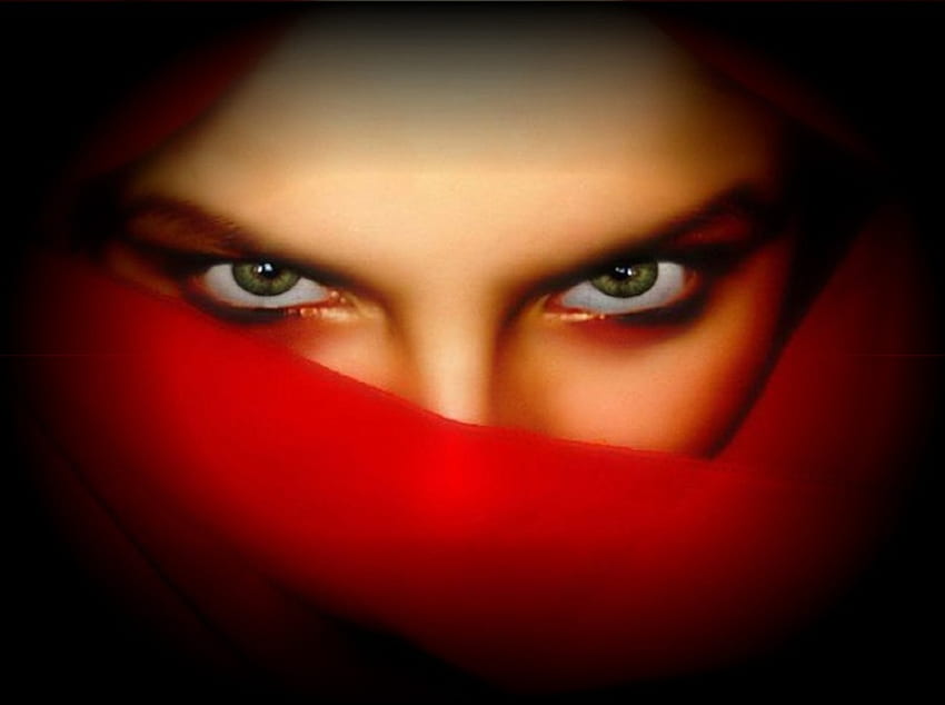 Shaded, model, red, eyes, people, cover, female HD wallpaper