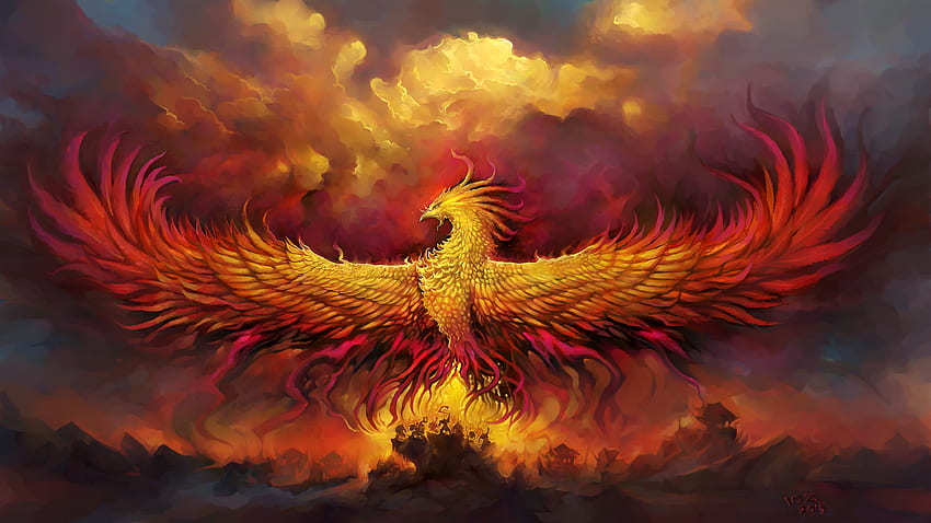 Phoenix, fantasy, wings, bird HD wallpaper