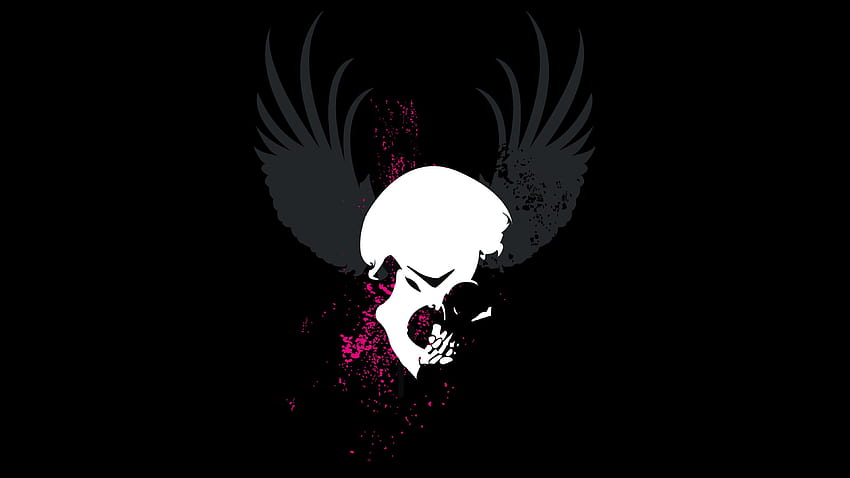 skull vector art grunge black background, Black and White Vector Art HD wallpaper