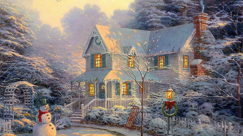 Classic Christmas, Victorian Christmas House HD wallpaper