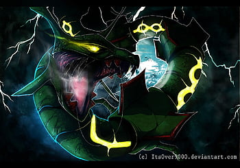 rayquaza and mega rayquaza (pokemon) drawn by tapwing