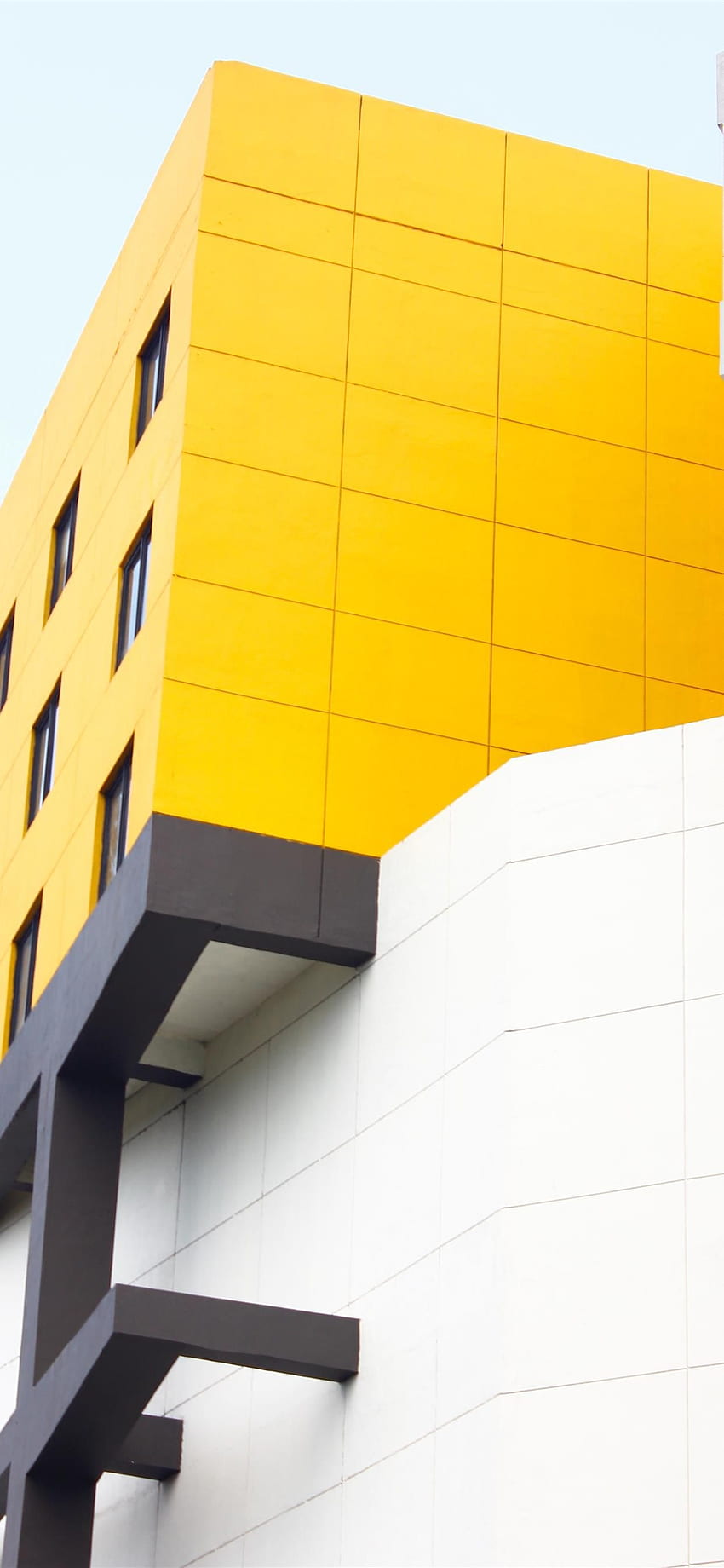 Gelbes graues Gebäude iPhone X HD-Handy-Hintergrundbild