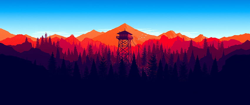 Firewatch Forest Mountains Minimalismo, 2560X1080 Minimalista Sfondo HD