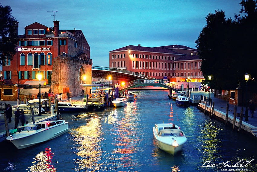 Venesia, arsitektur, rumah, malam Wallpaper HD