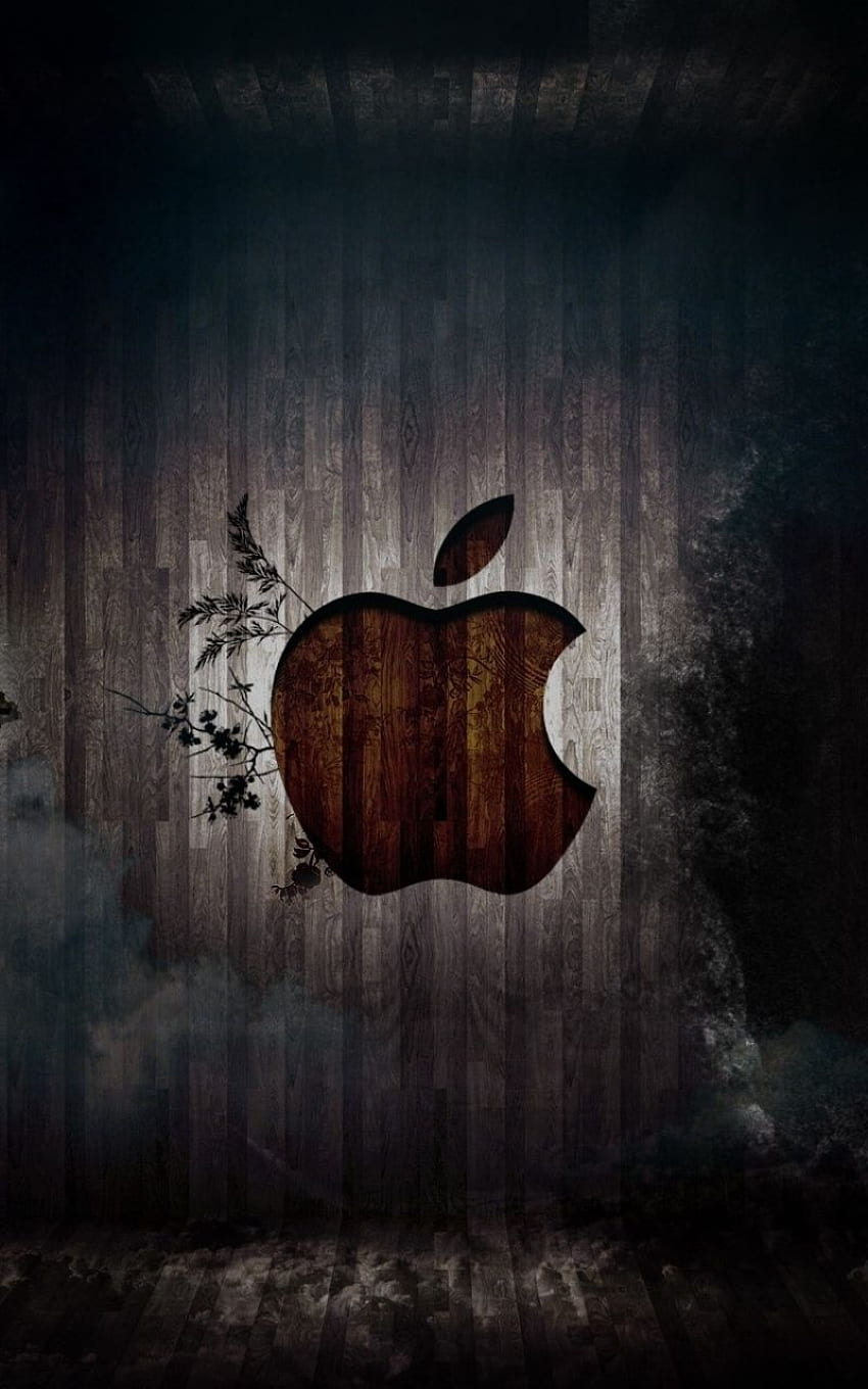 Apfel, Mac, Bretter, Wände, Schatten, Dunkel HD-Handy-Hintergrundbild