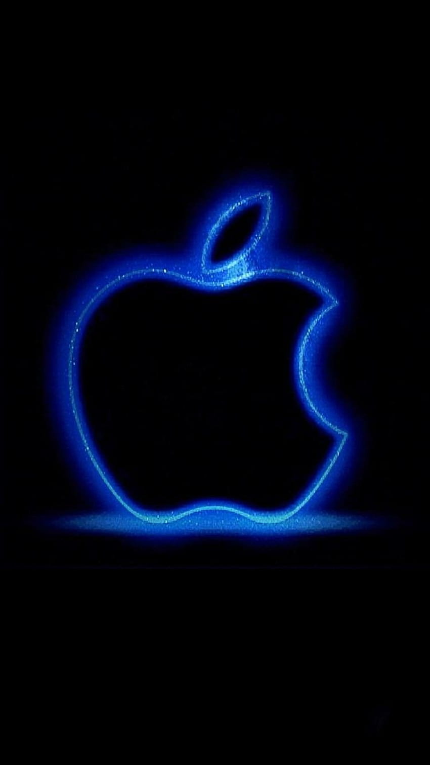 Maçã azul neon. Apple, iPhone com logotipo da Apple Papel de parede de celular HD
