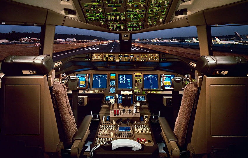 airport, boeing 777, cockpit for , section авиация, Airplane Cabin HD wallpaper