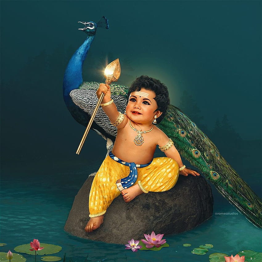 Rames Harikrishnasamy - Lord Murugan and Mayura, Baby Lord Murugan HD phone wallpaper