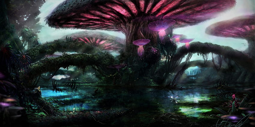 Fantasy Forest Magical Mushroom Purple Tree . . 1197925 HD wallpaper