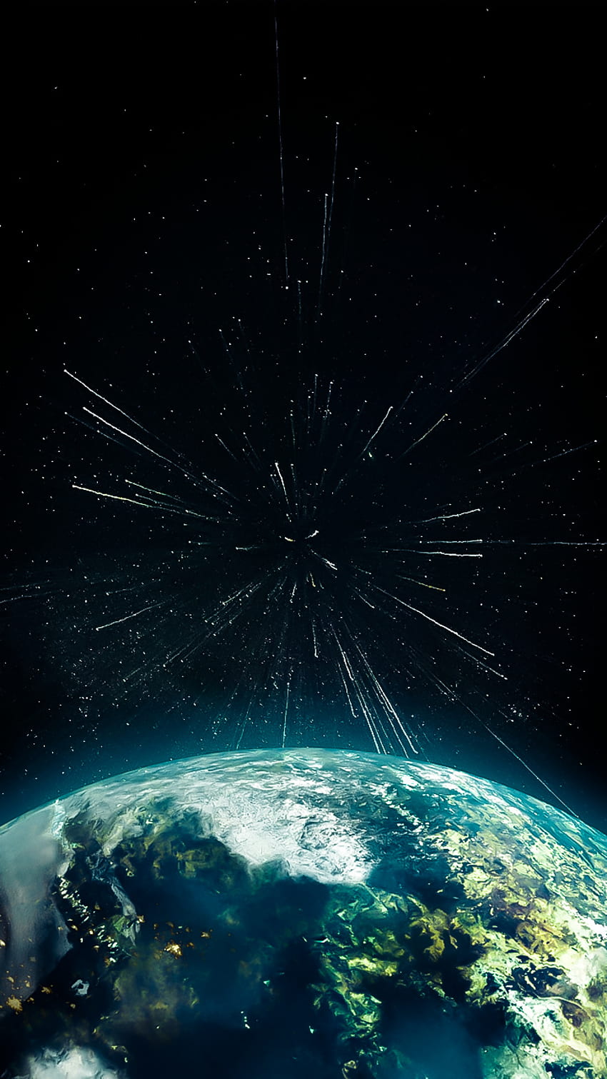 Blue planet, atmosphere, green, star, light, android, stars, iphone, space HD phone wallpaper
