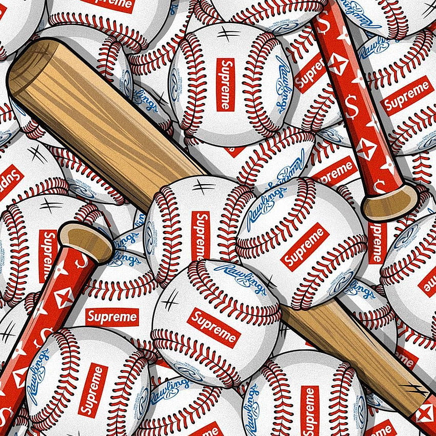 MLBが帰ってきた！ ⚾️。 野球、シュプリーム、シュプリーム iphone、カートゥーンベースボール HD電話の壁紙