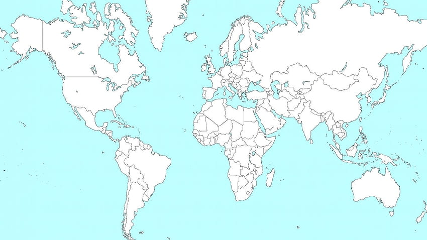 Политическа карта на света Празна карта на света със страни в целия 1366 X 768. Очертание на карта на света, политическа карта на света, Празна карта на света HD тапет