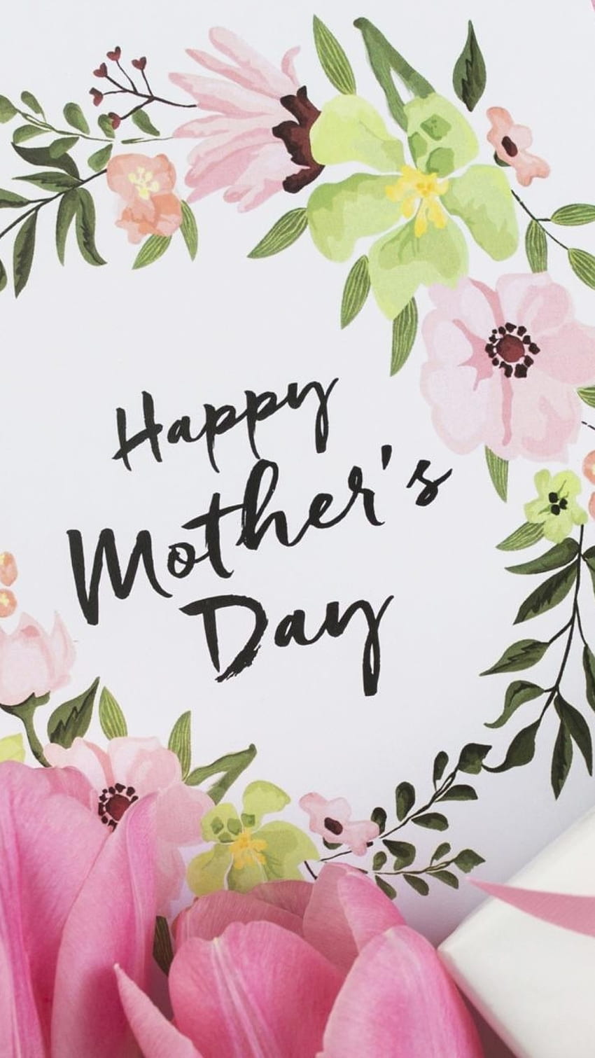 Ден на майката, флорален дизайн, поздравителна картичка HD тапет за телефон