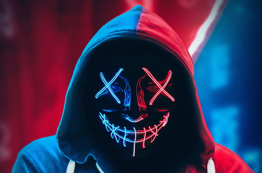 ความละเอียดของนีออน : Dark Neon Mask, Purge LED Mask วอลล์เปเปอร์ HD