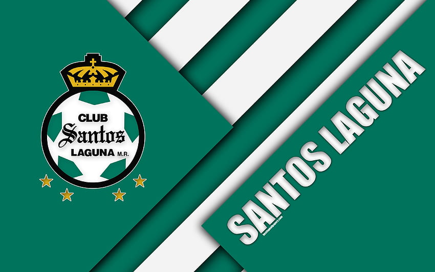Santos Laguna FC, , Mexican Football Club, material design, logo, green white abstraction, Torreon, Mexico, Primera Division, Liga MX for with resolution . High Quality , Santos FC HD wallpaper