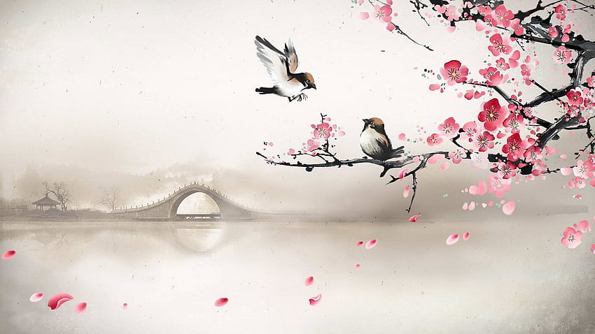 Chinese Painting Of Birds and Flowers For . Blossoms art, art, Cherry blossom art, Drawn HD wallpaper