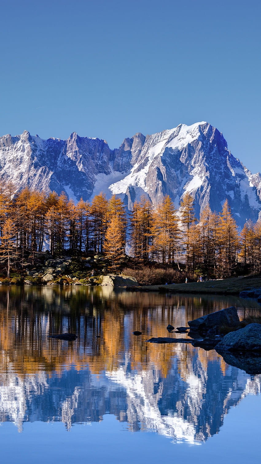 Mont Blanc, Herbst, See, Weißer Berg, Alpen, Montblanc HD-Handy-Hintergrundbild