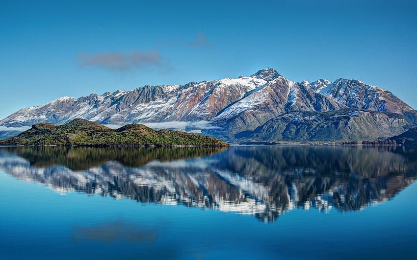 Планини, пейзаж, природа, реки, небе, море, Нова Зеландия HD тапет